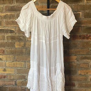 Canadian Made, white off the shoulder tier dress